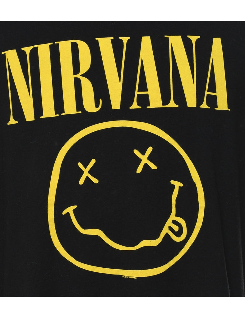 Nirvana Black & Yellow Printed T-shirt - XL