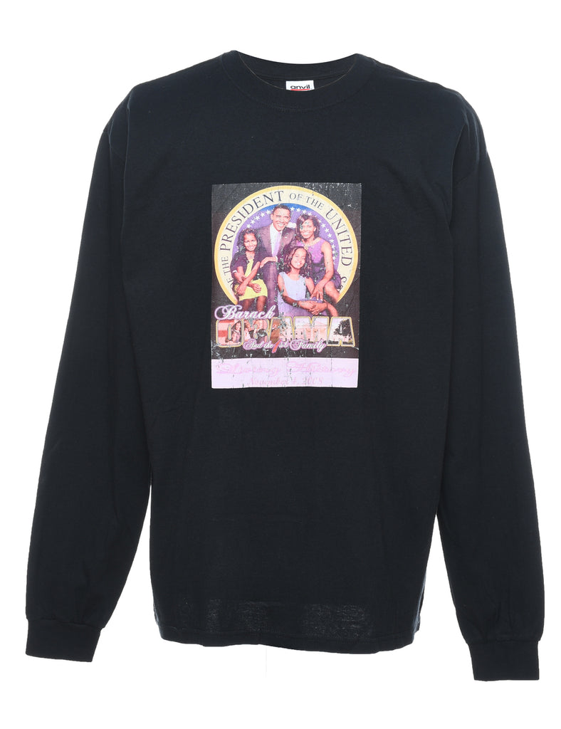 Obama Design Long-Sleeve Printed T-Shirt - XL