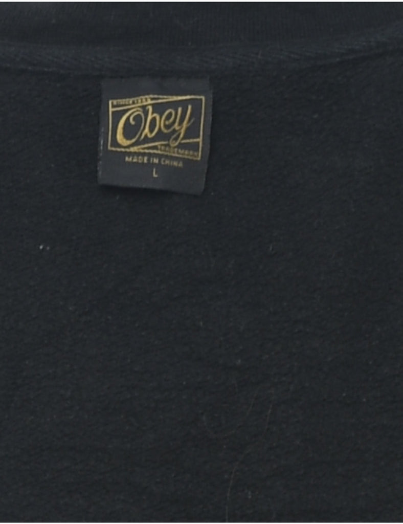Obey Black Printed Sweatshirt - L
