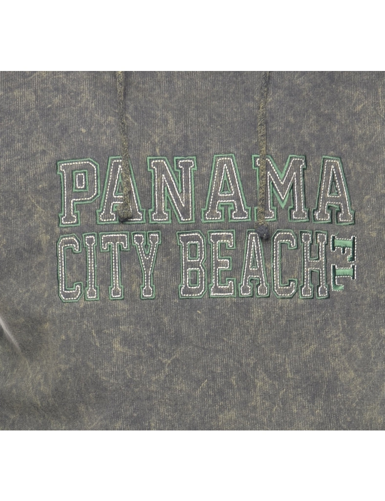 Olive Green Panama City Beach Printed Hoodie - M
