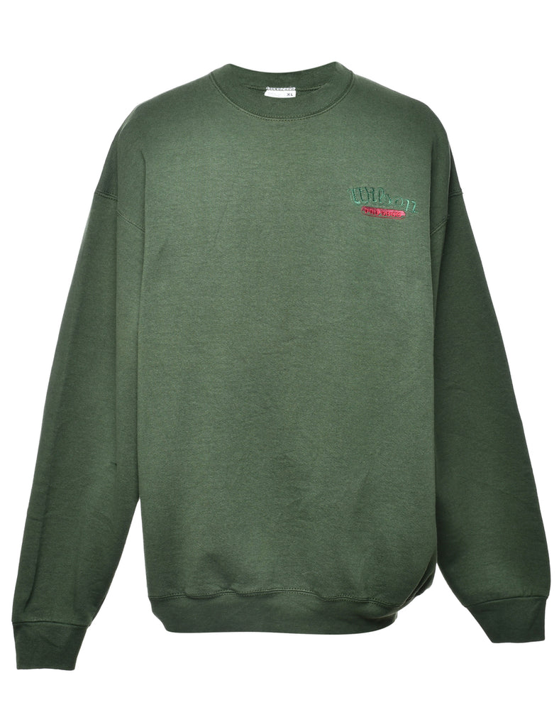 Olive Green Printed Sweatshirt - XL