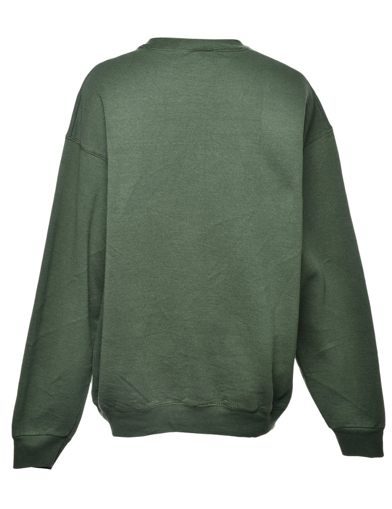 Olive Green Printed Sweatshirt - XL