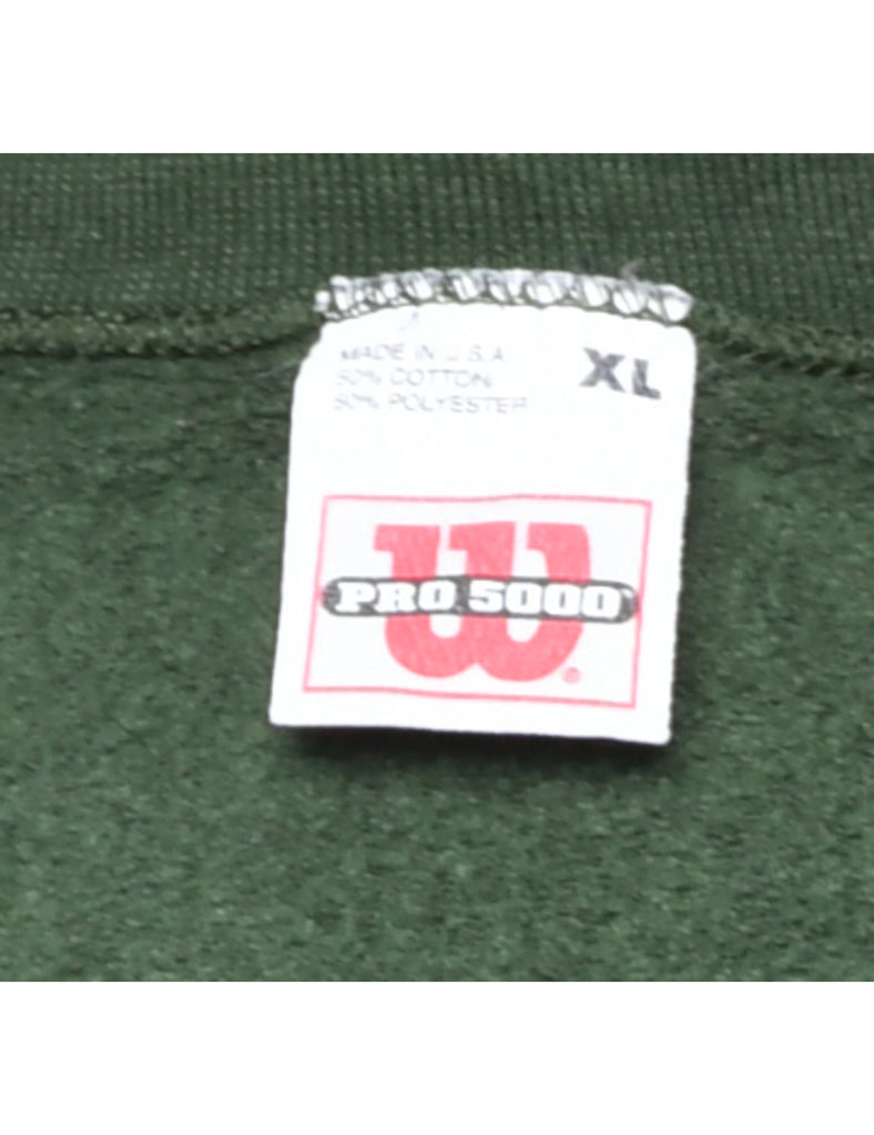 Olive Green Printed Sweatshirt - XL