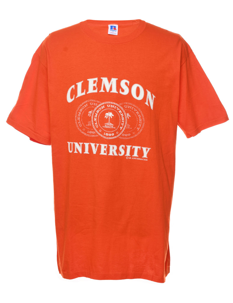 Orange Clemson University Orange & White Printed T-shirt - XL