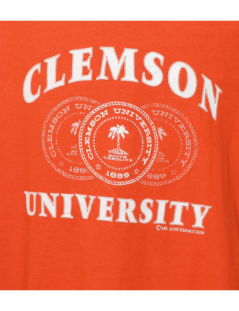 Orange Clemson University Orange & White Printed T-shirt - XL