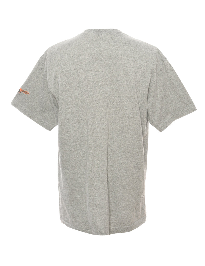 Orioles Baseball Grey & Orange Printed T-shirt - M