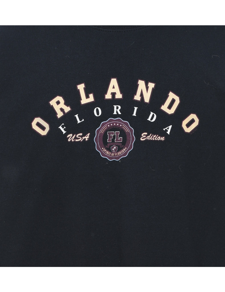 Orlando Florida Black Embroidered Sweatshirt - M
