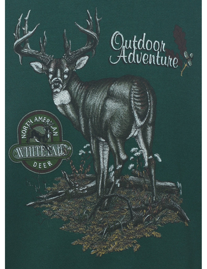 Outdoor Adventure Dark Green Printed Animal Sweatshirt - M