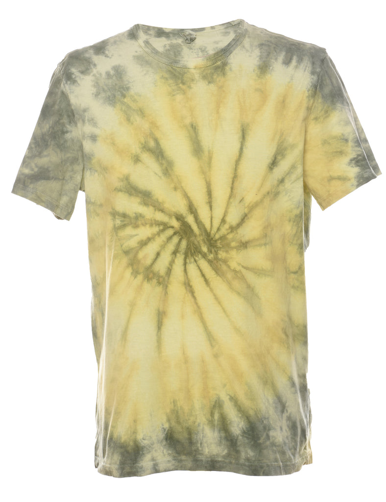 Pale Yellow & Green Tie Dye T-shirt - L