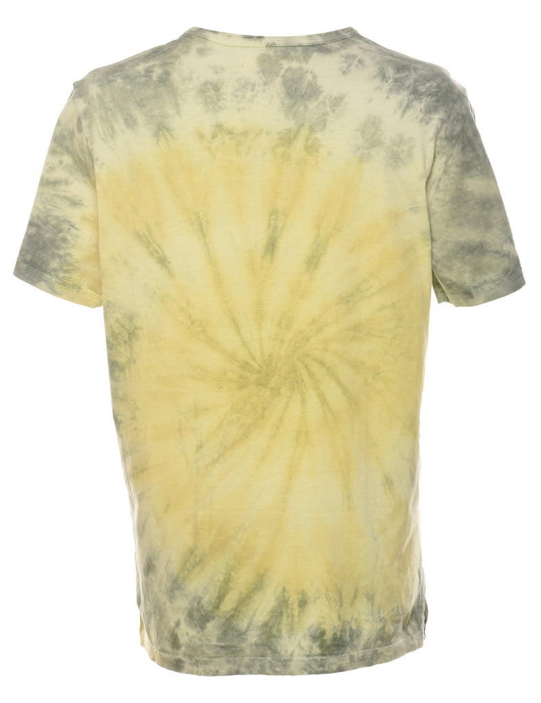 Pale Yellow & Green Tie Dye T-shirt - L