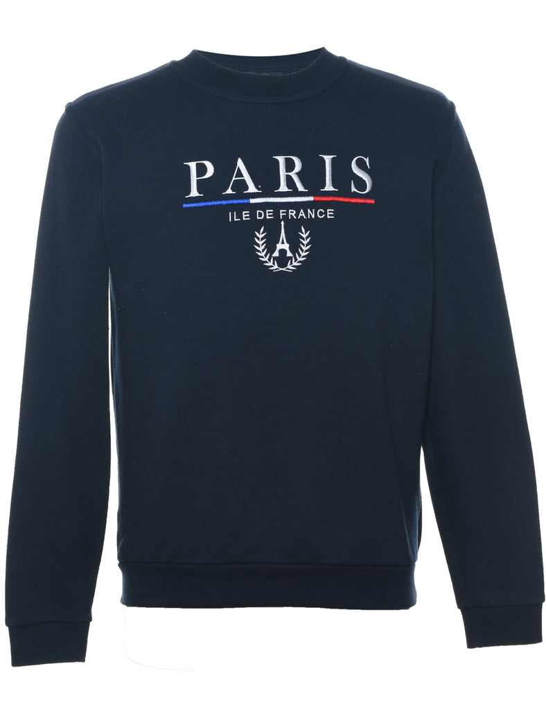Paris Embroidered Navy Sweatshirt - M
