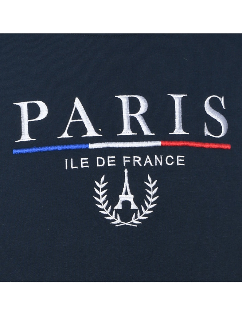 Paris Embroidered Navy Sweatshirt - M