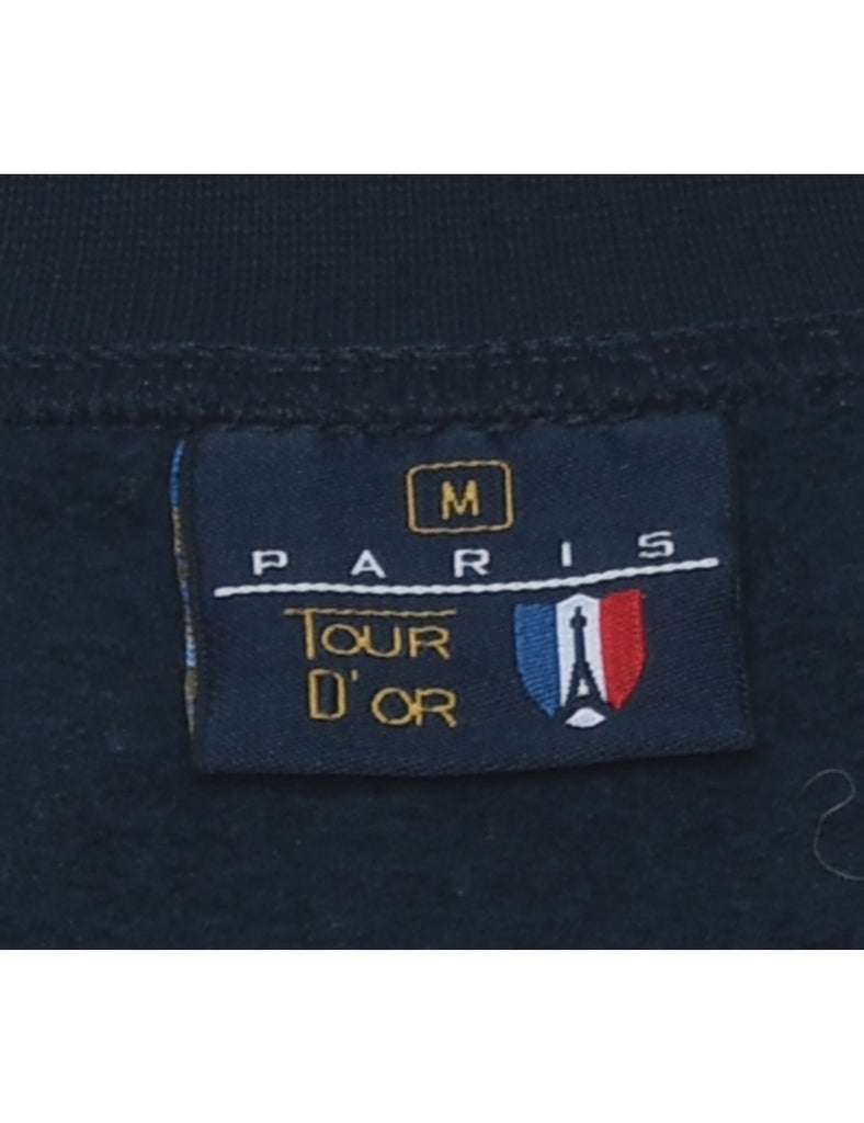 Paris Embroidered Navy Sweatshirt - M
