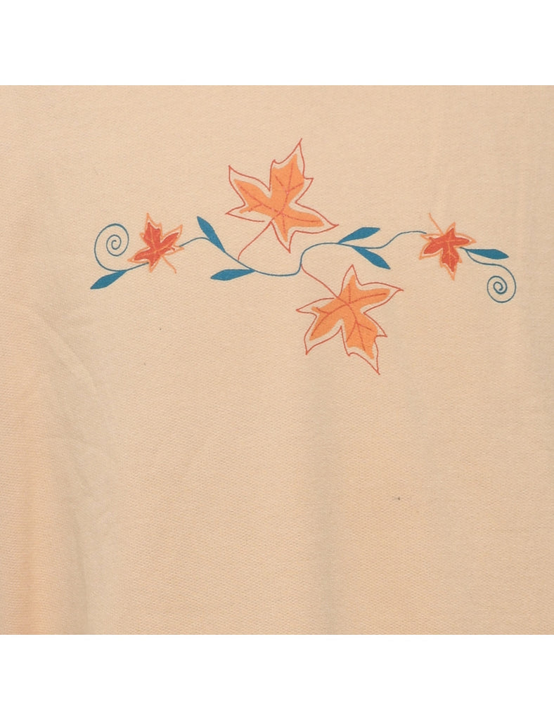 Peach 1990s Embroidered Sweatshirt - L