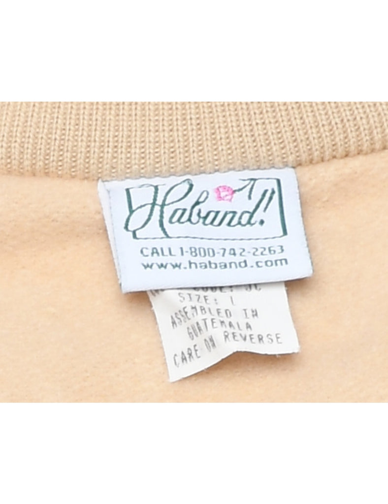 Peach 1990s Embroidered Sweatshirt - L