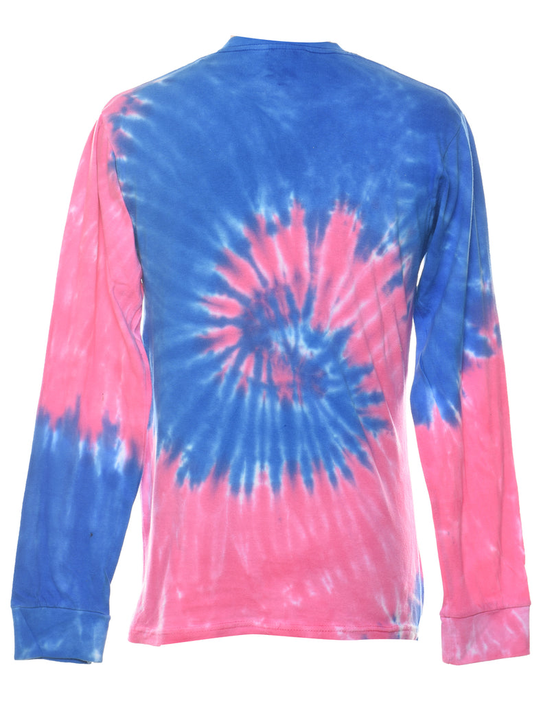 Pink & Blue Long Sleeve Tie Dye T-shirt - S