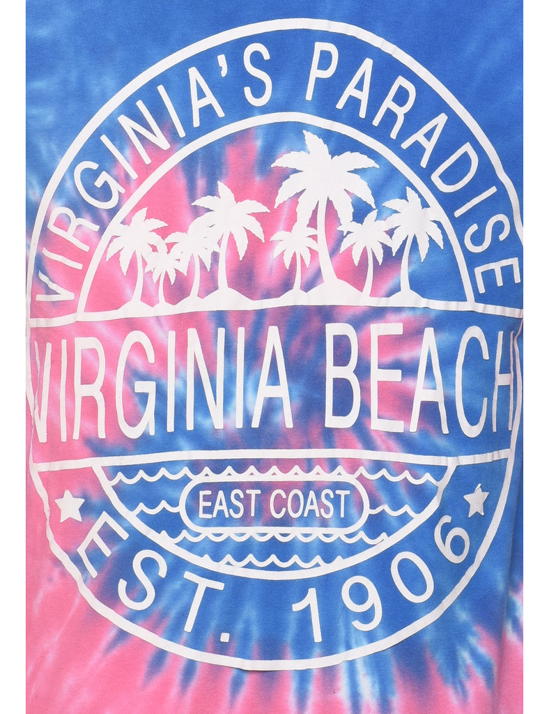 Pink & Blue Long Sleeve Tie Dye T-shirt - S