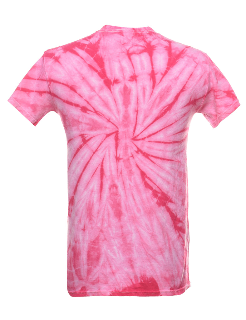 Pink Tie Dye Floral Printed T-shirt - S