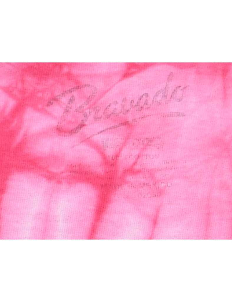 Pink Tie Dye Floral Printed T-shirt - S