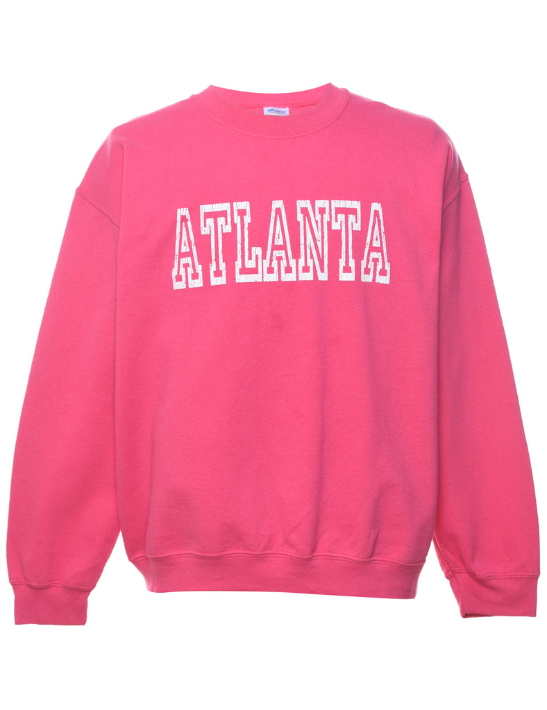 Pink & White Atlanta Printed Sweatshirt  - L