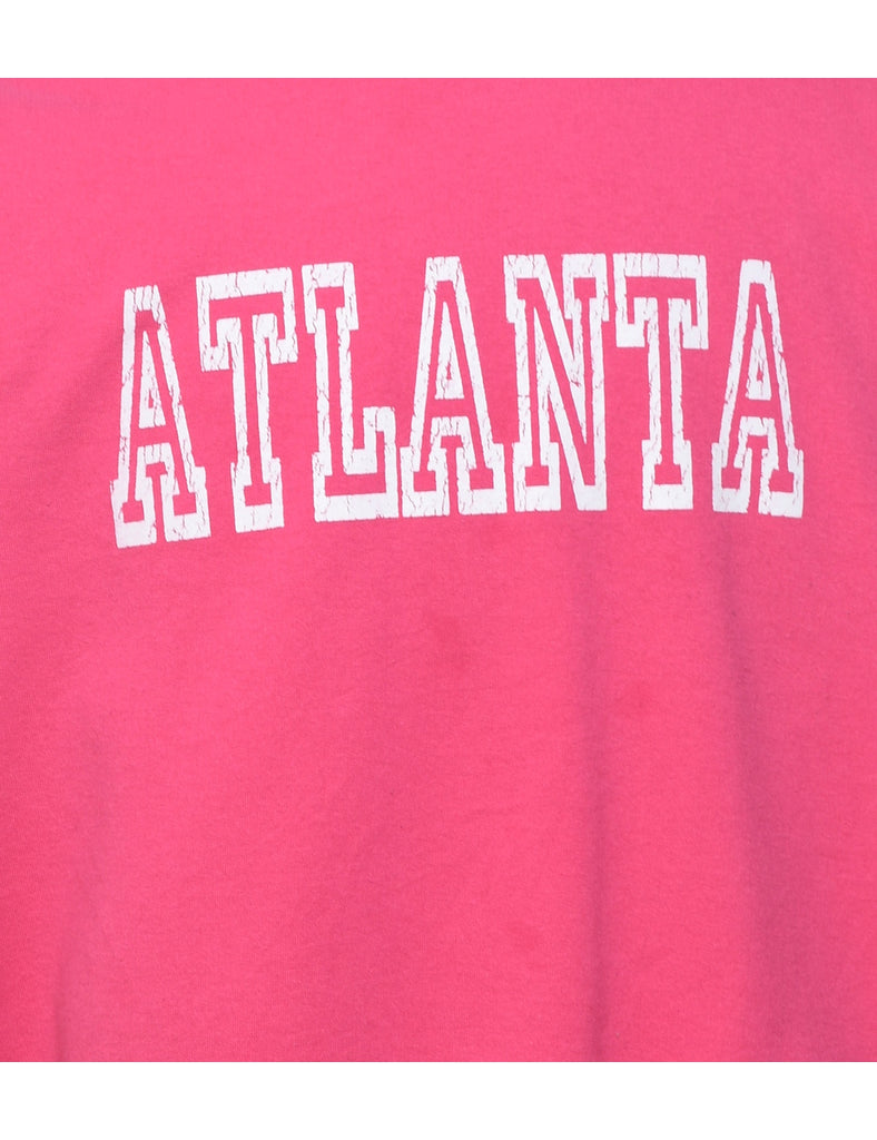 Pink & White Atlanta Printed Sweatshirt  - L