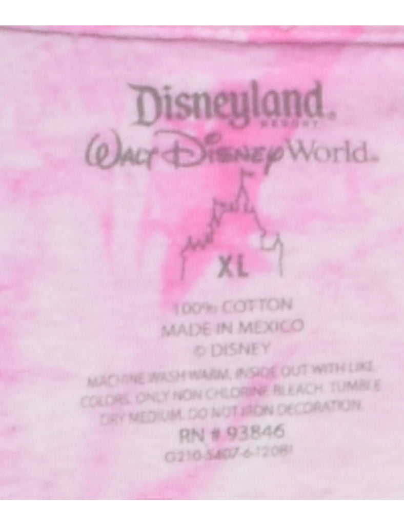 Pink & White Disney Tie Dye Cartoon T-shirt - L