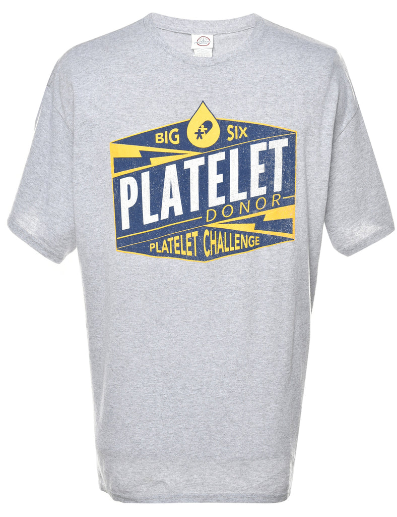 Platelet Printed Grey & Yellow T-shirt - XL
