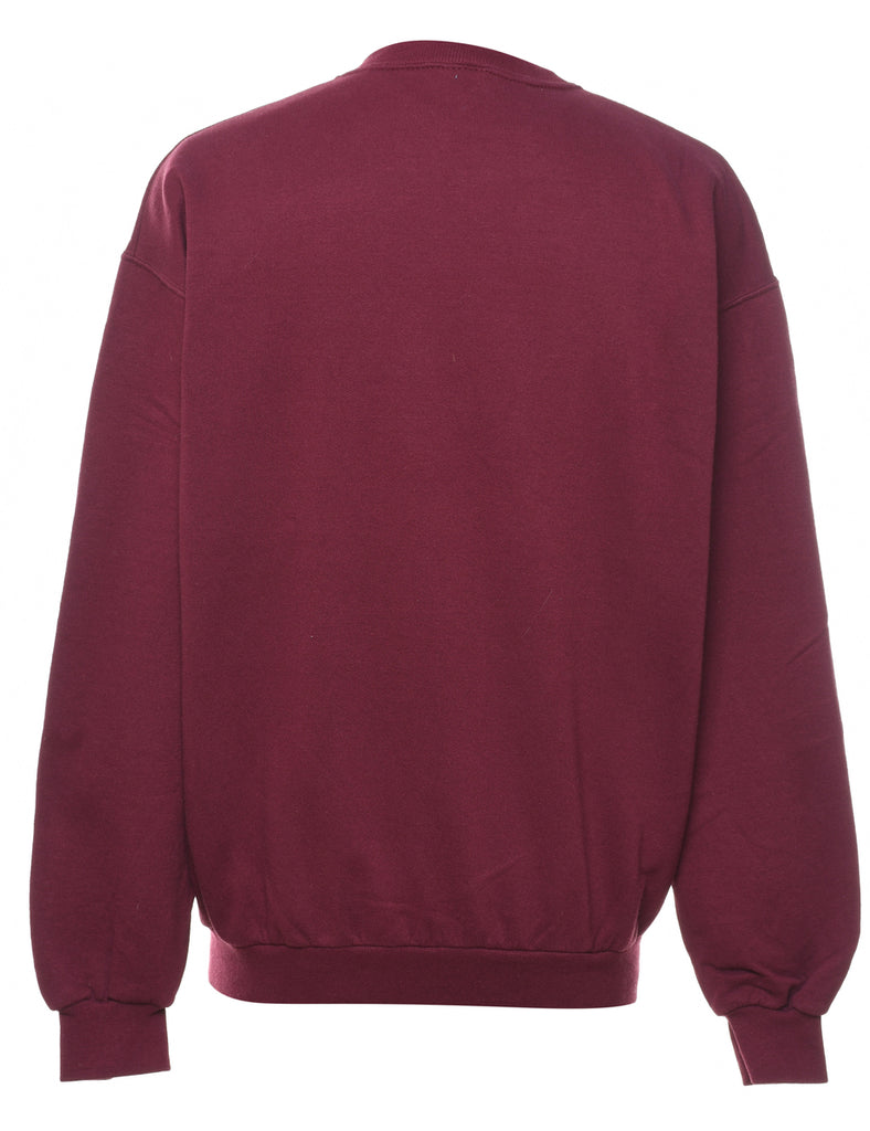Plum Autumn Celebration Embroidered Sweatshirt - M