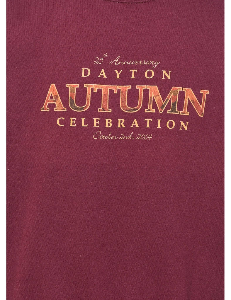 Plum Autumn Celebration Embroidered Sweatshirt - M