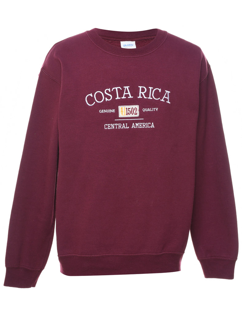 Plum Embroidered Costa Rica Sweatshirt - S