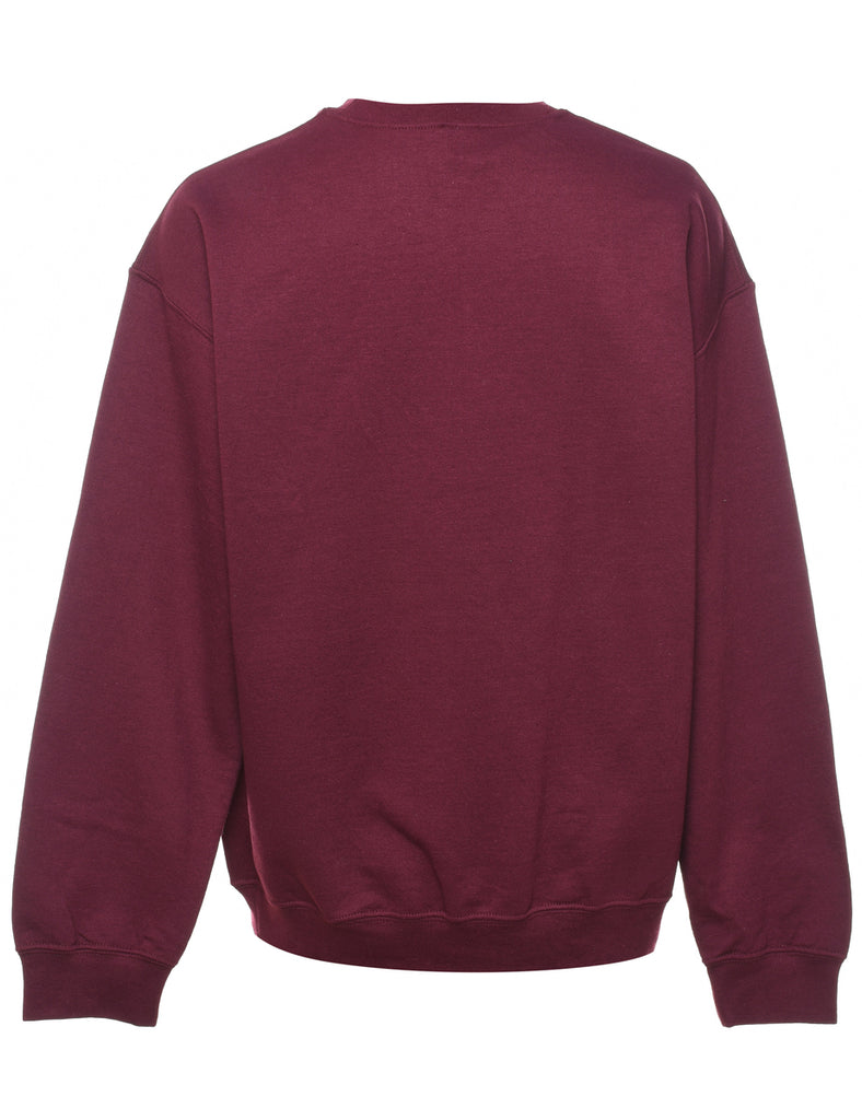 Plum Muscled By Winter Printed Sweatshirt - M