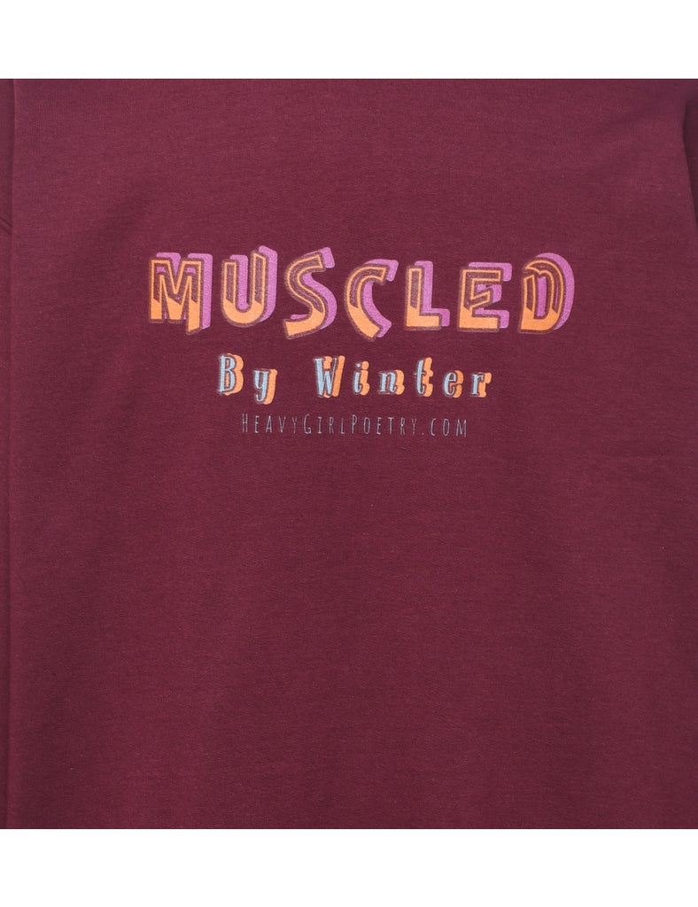 Plum Muscled By Winter Printed Sweatshirt - M
