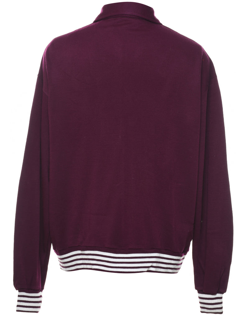 Plum & White Contrasting Zip-Front Track Top - L