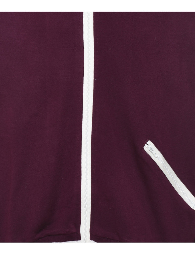 Plum & White Contrasting Zip-Front Track Top - L