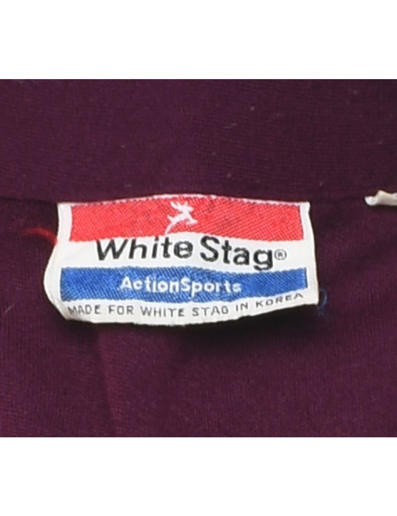 Plum & White Contrasting Zip-Front Track Top - L