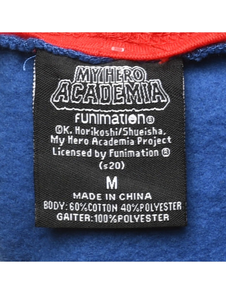 Plus Ultra Blue & Yellow High School Printed Hoodie - M