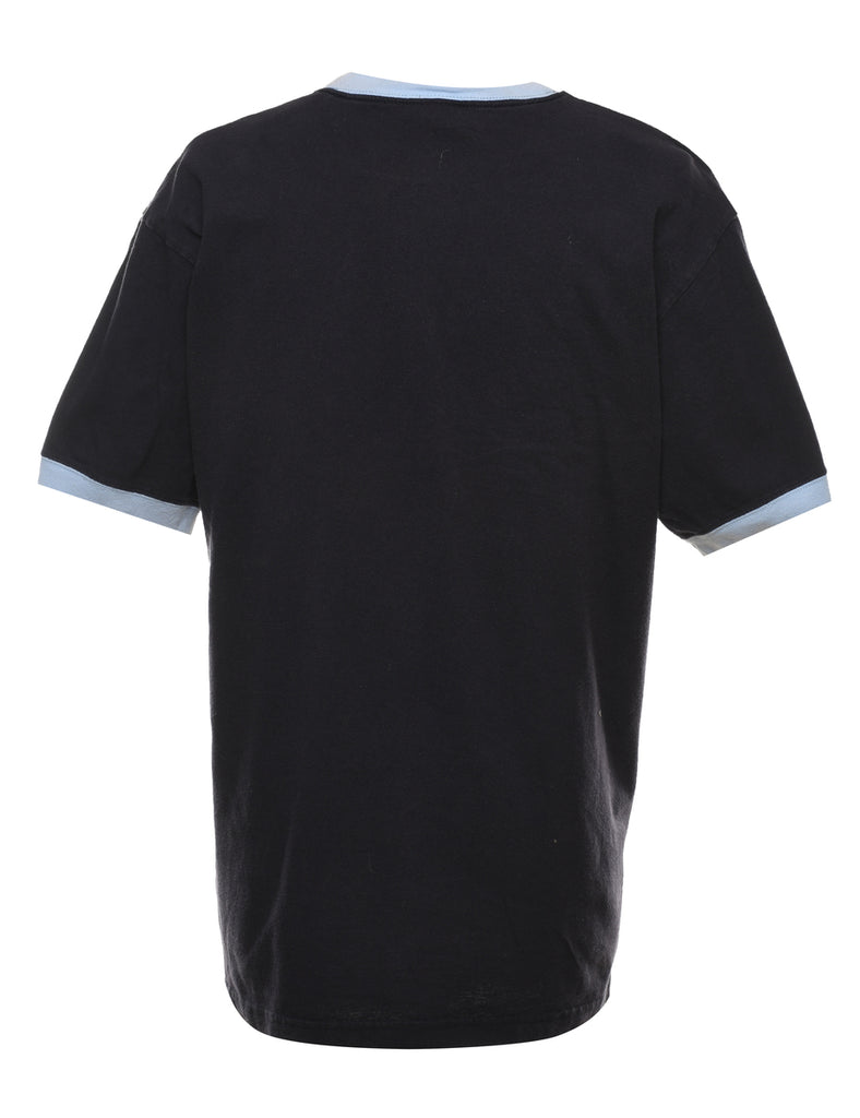 Puma Printed Black & Light Blue Ringer T-shirt - L