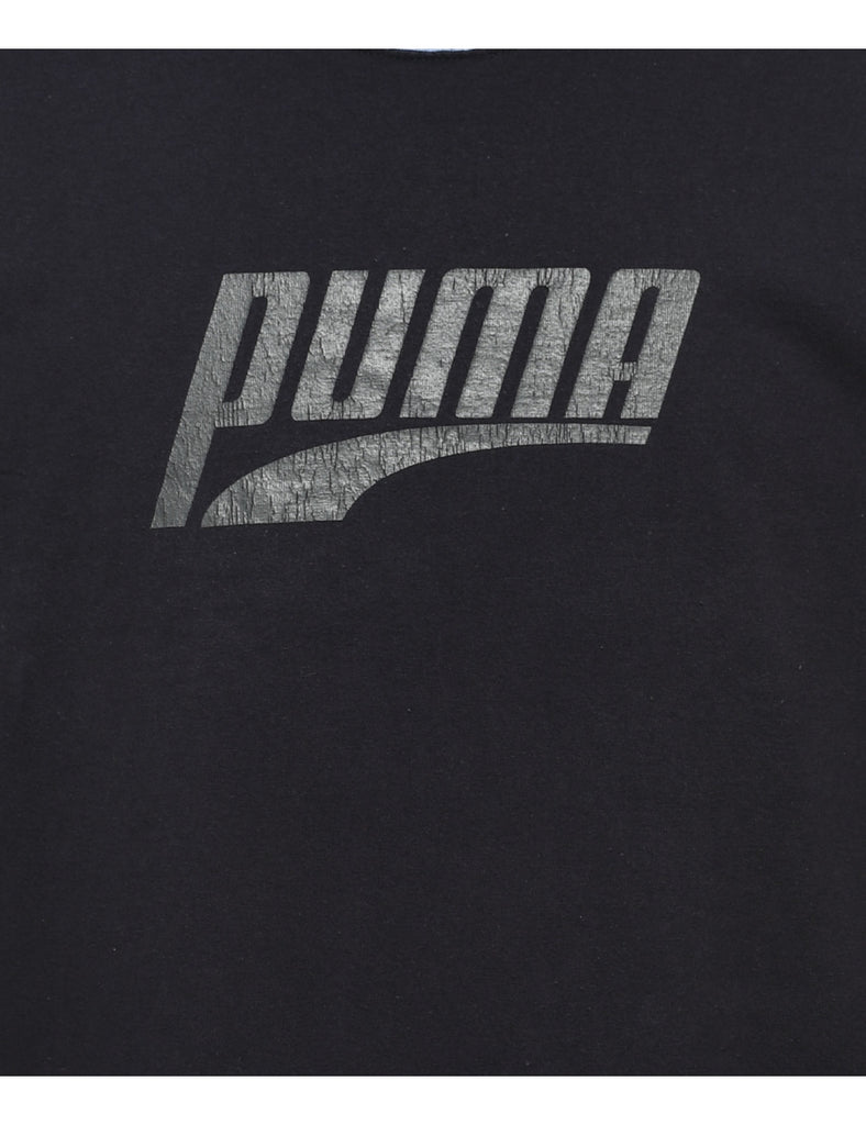 Puma Printed Black & Light Blue Ringer T-shirt - L