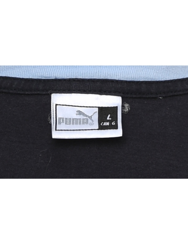 Puma Printed Black & Light Blue Ringer T-shirt - L