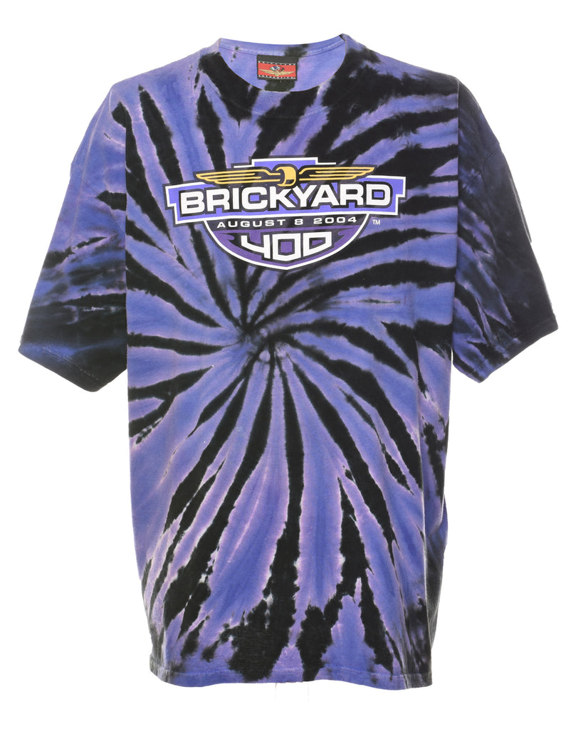 Purple & Black Brickyard 400 Tie Dye T-shirt - XL