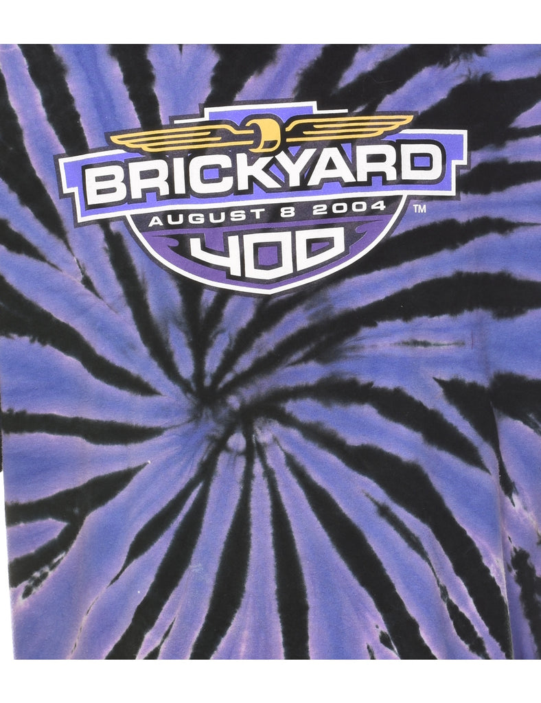 Purple & Black Brickyard 400 Tie Dye T-shirt - XL