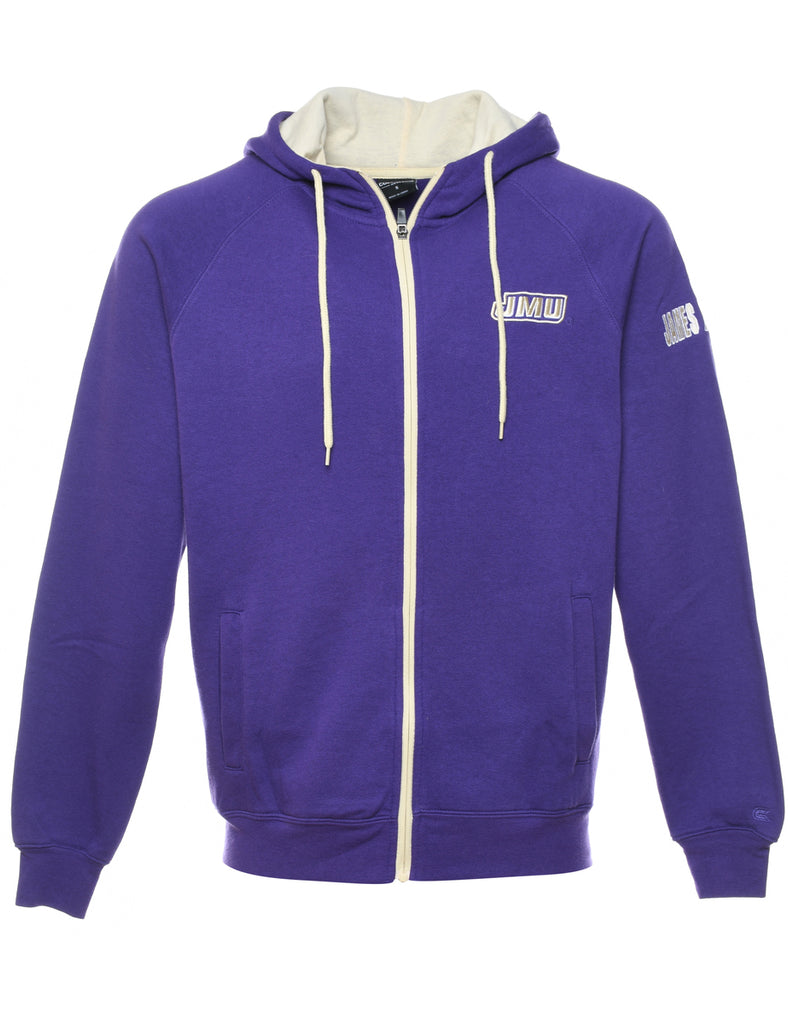 Purple Hooded Zip-Front Sweatshirt - S