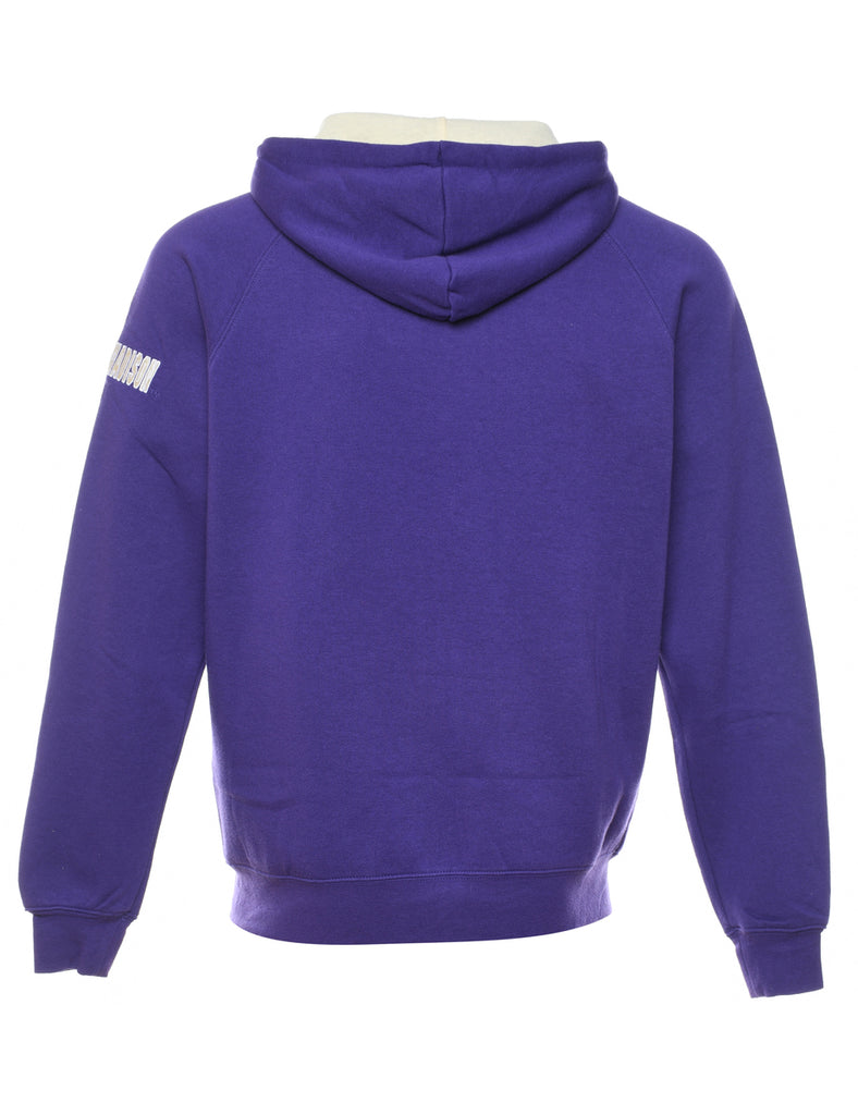Purple Hooded Zip-Front Sweatshirt - S