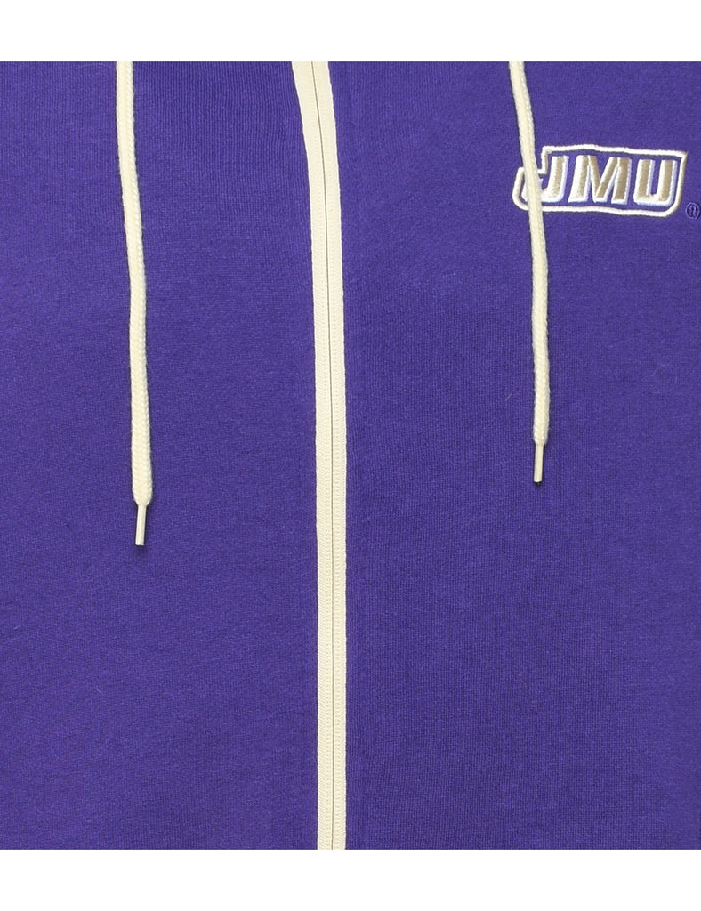 Purple Hooded Zip-Front Sweatshirt - S