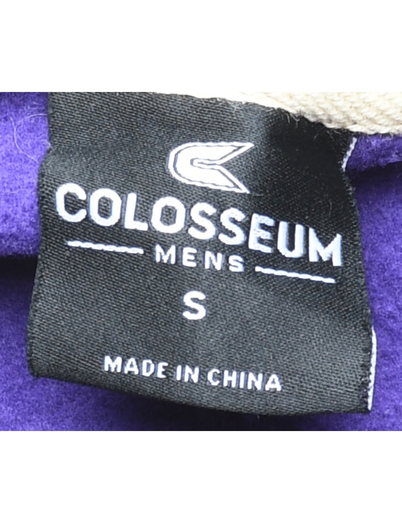 Purple Hooded Zip-Front Sweatshirt - S