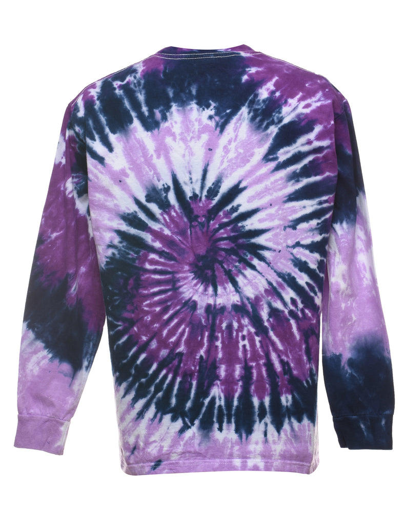 Purple & Navy Long Sleeve Tie Dye T-Shirt - M
