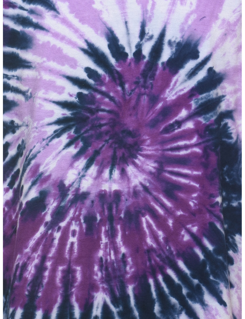 Purple & Navy Long Sleeve Tie Dye T-Shirt - M