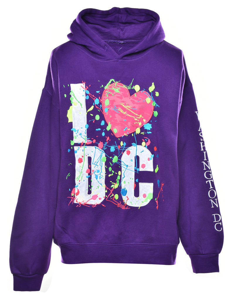 Purple Printed Hoodie - L