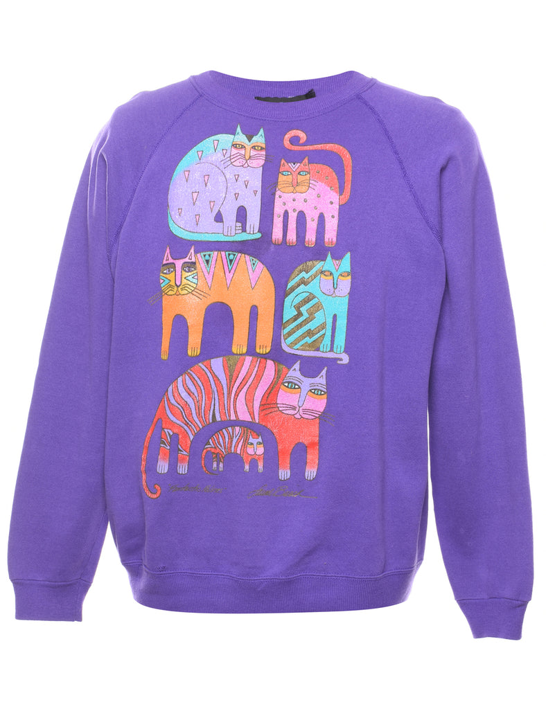 Purple Printed Sweatshirt - L