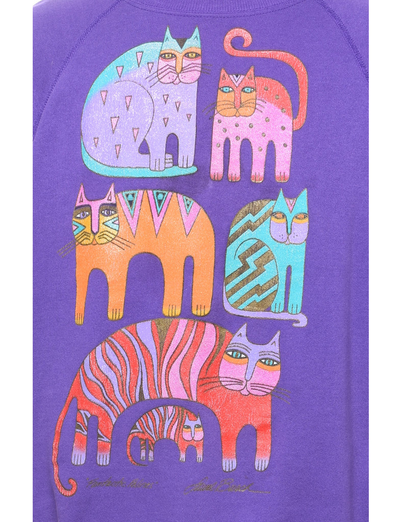 Purple Printed Sweatshirt - L